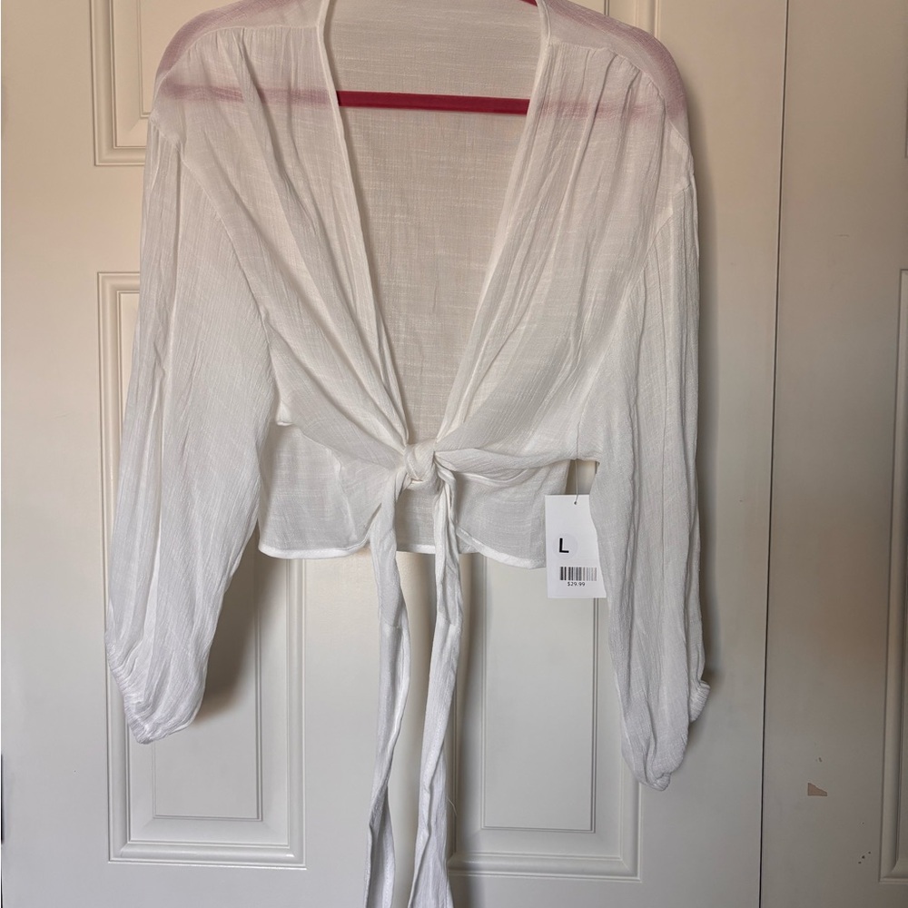 Chic Sheer White Tie-Front Top
